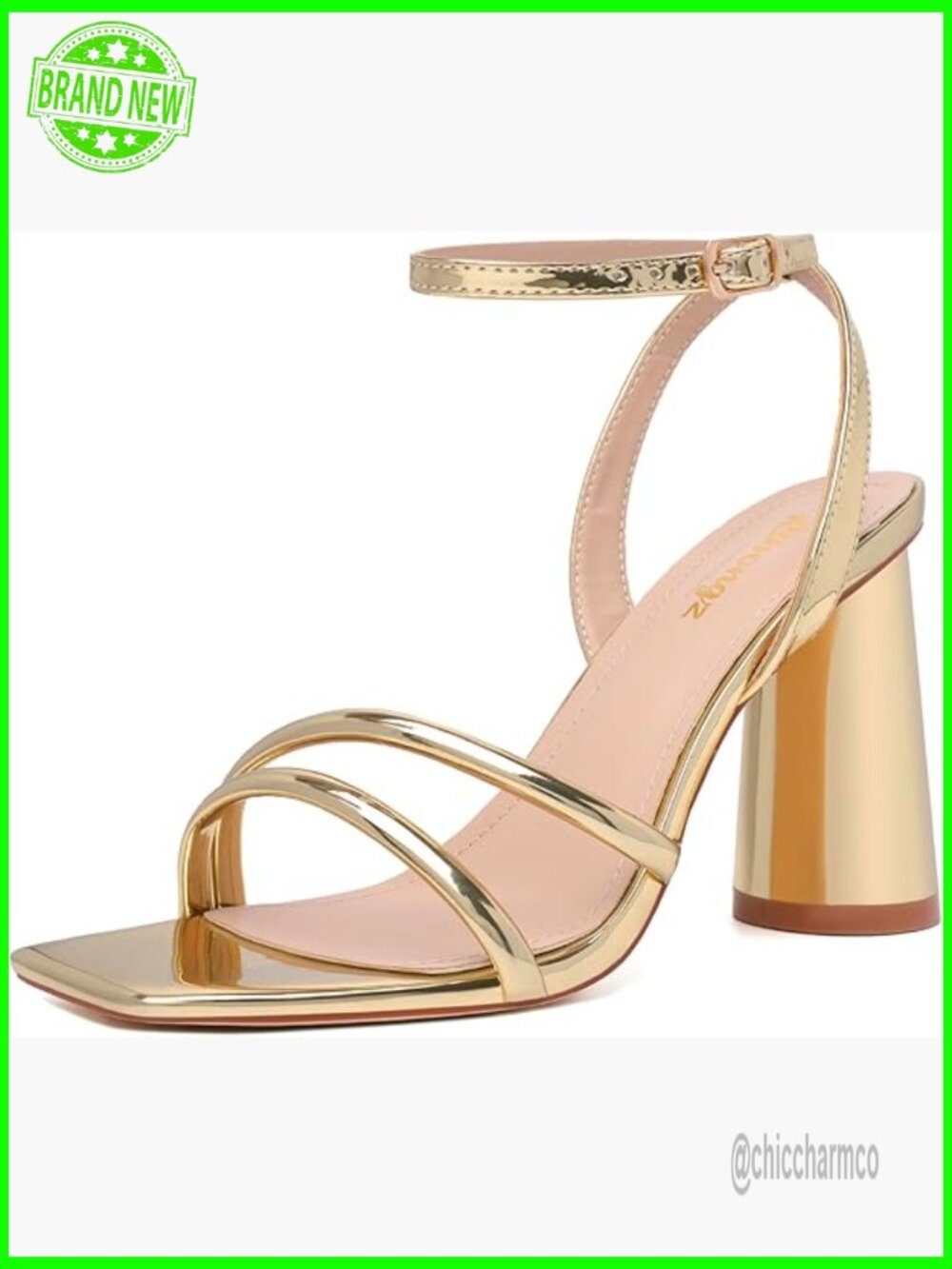 Block Heels Chunky Square Open Toe Strappy High Heels Ankle Strap Sandals